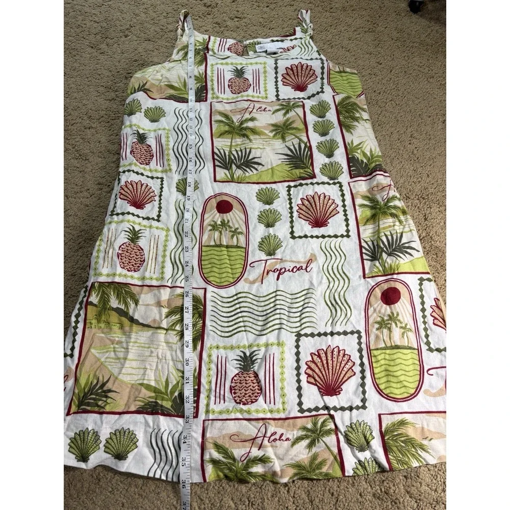 C&C California Dress Women Medium Midi Linen Tropical Pockets Resortwear - Picture 8 of 8